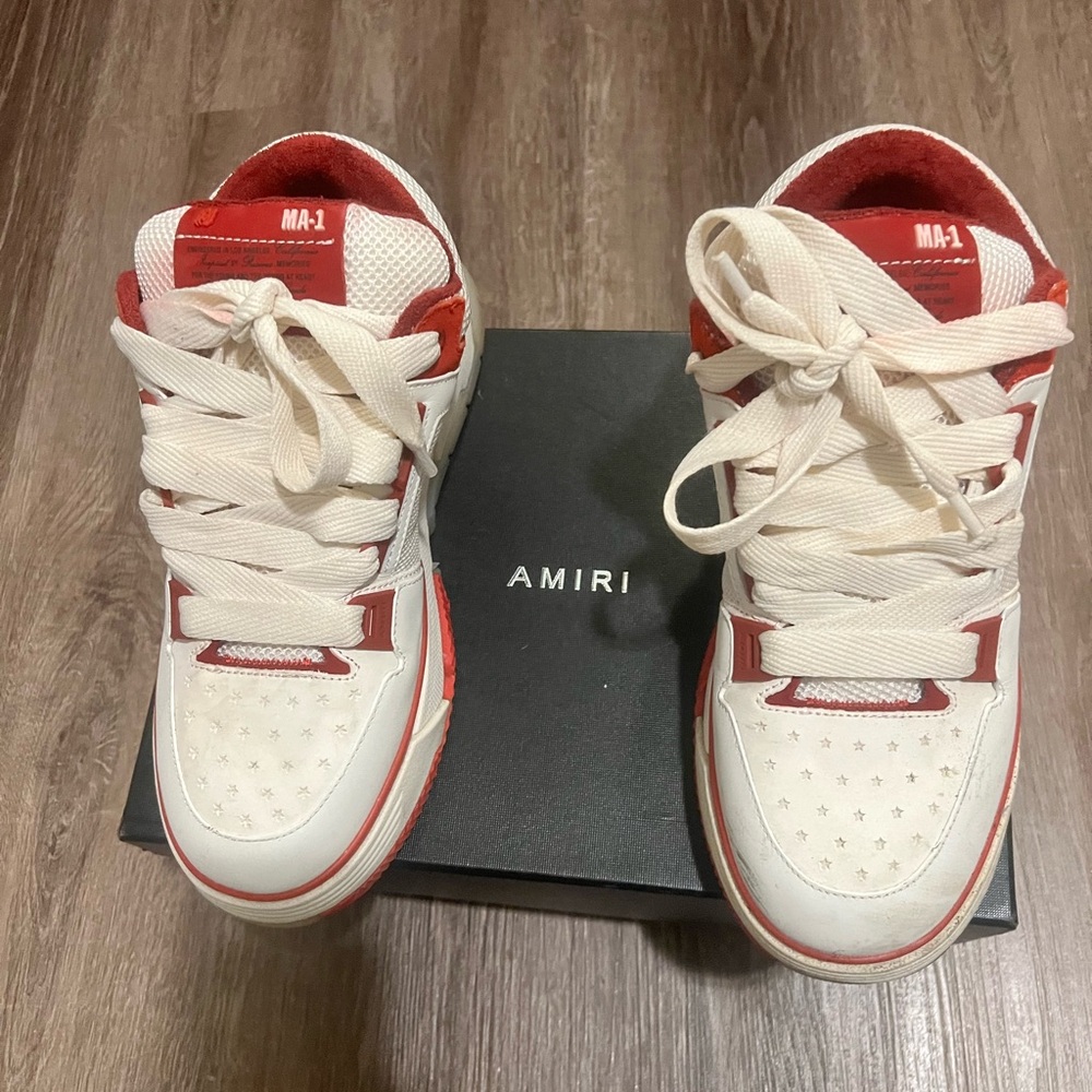 Men’s Amiri "MA-1" high-top sneakers in mesh fabric and leather